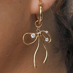 Bowknot Earring with Zirconia Diamond