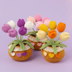 All Crochet Potted Tulip Home Decor Gift Ideas