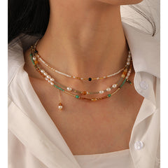 Gaia 3 Pcs Set Colorful Millet beads Necklace