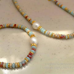Spring Natural Colorful Stone Beads Necklace