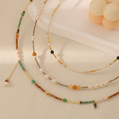 Gaia 3 Pcs Set Colorful Millet beads Necklace