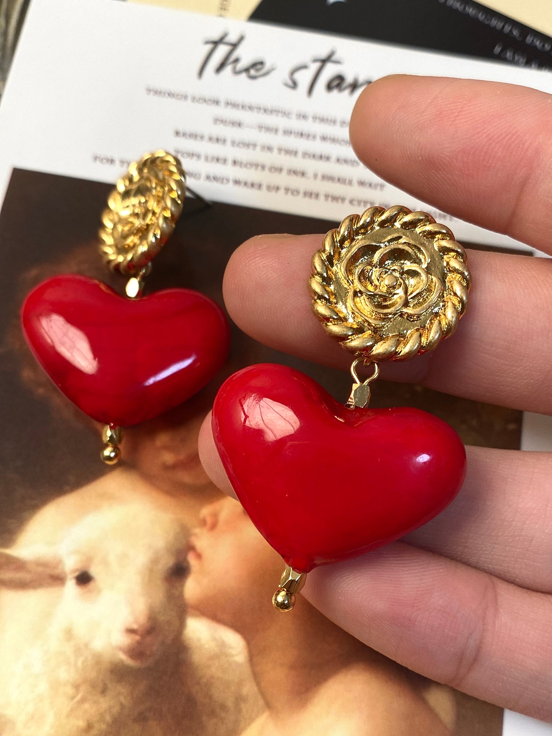 【 Vintage Ruby】 Heart Earring