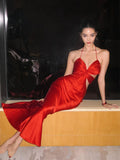 Red Satin Halter Birthday Dress