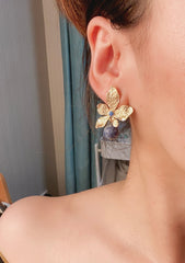 「Orchid」Natural Stone Earring