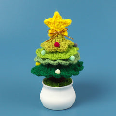 Custom Tag Crochet Christmas Tree Potted Desk Decor