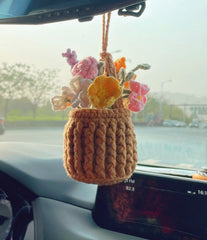 Multi Flower Vase Crochet Car Hanging