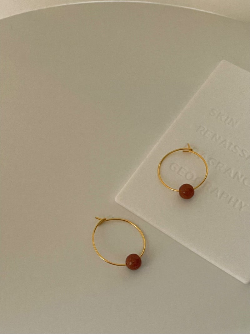Mini Gemstone Drop Hoop Earrings 18K Gold Filled