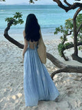 Dopamine Blue Backless Maxi Dress