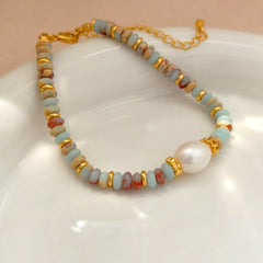 Spring Natural Colorful Stone Beads Necklace