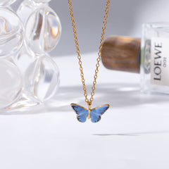 Fairy Butterffy Blue Charm Necklace