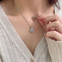 Sapphire Sun Diamond 925 Silver Necklace