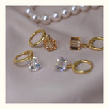 Aurora Cube Crystal Earrings champagne