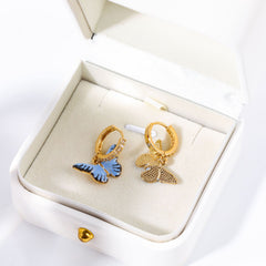 Fairy Butterffy Blue Charm Earring