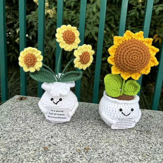 All Crochet Sunflower White Potted Gift Ideas 1280