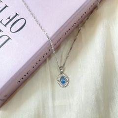 Sapphire Sun Diamond 925 Silver Necklace