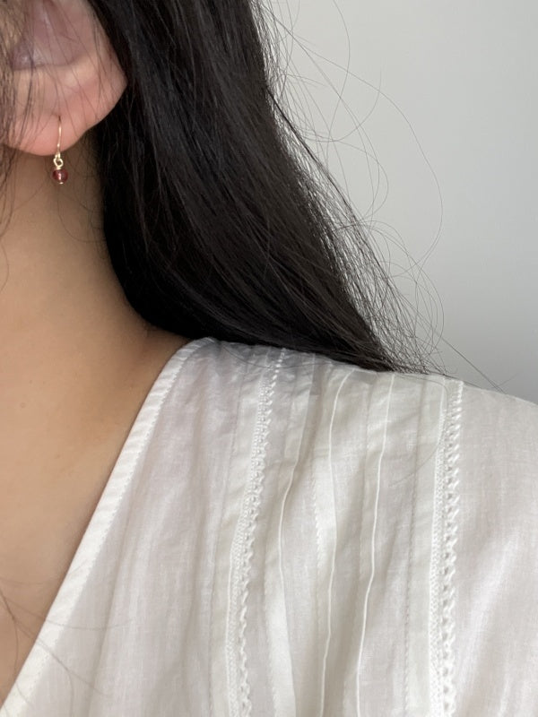 14K Gold-Filled Pearl & Garnet Earrings