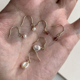 14K Gold-Filled Pearl & Garnet Earrings