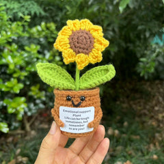 All Crochet Sunflower Heart Brown Potted Gift Ideas