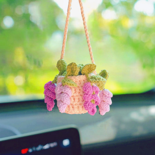 Crochet Plants Car Hanging Short Purple Wisteria 1024