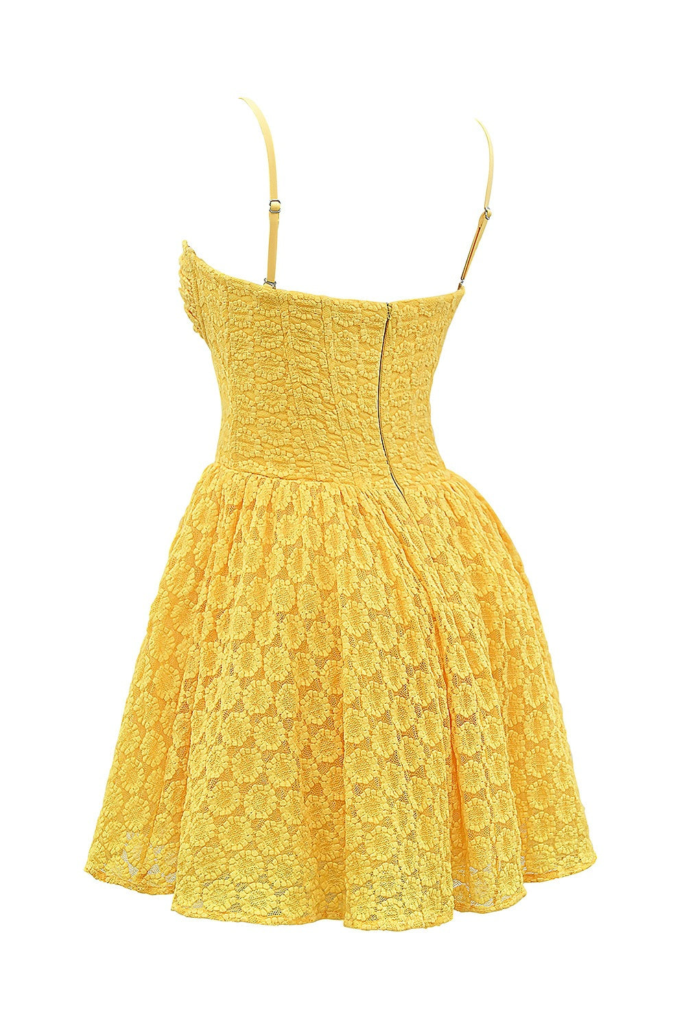 Flower Lace Yellow Mini Dress