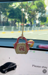 Tiny Rattan bag Car Hanging Bag Charm