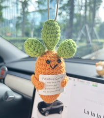 Positive Carrot Car Hanging Handmade Crochet Positive Gift Emotinal Support