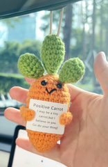 Positive Carrot Car Hanging Handmade Crochet Positive Gift Emotinal Support