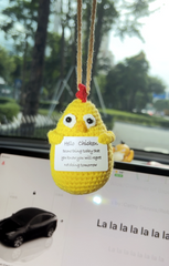 Hello Chicken Car Hanging Handmade Crochet Positive Gift Emotinal Support