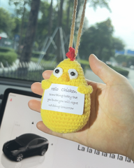 Hello Chicken Car Hanging Handmade Crochet Positive Gift Emotinal Support