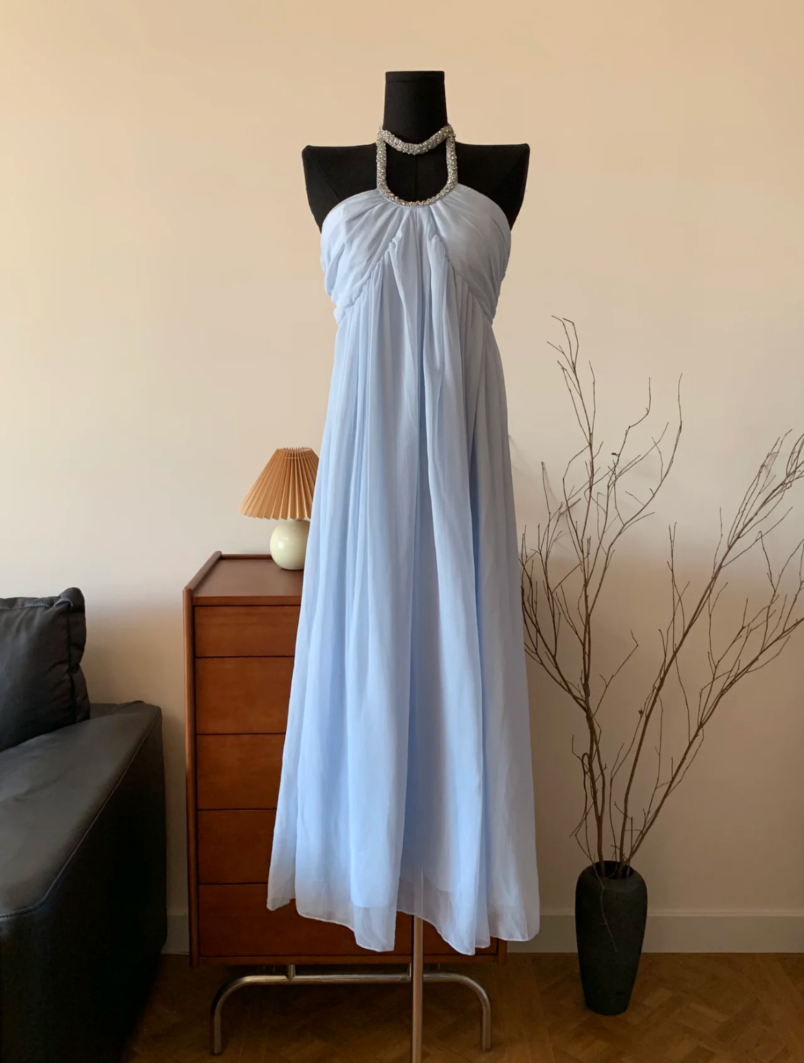 Elegant Goddess Beach Vacation Dress Blue