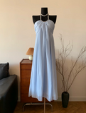 Elegant Goddess Beach Vacation Dress Blue