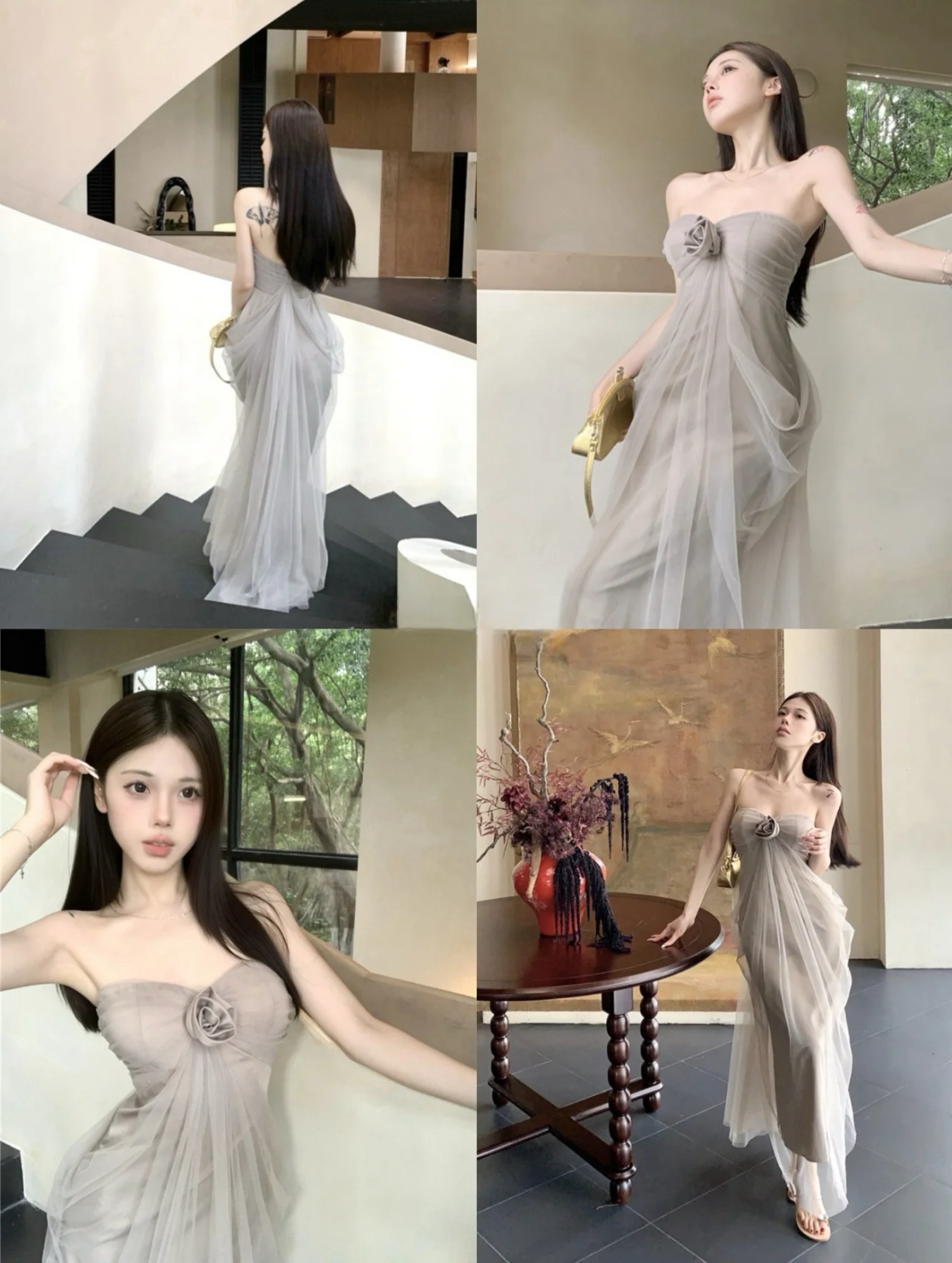 Elegant Goddess Beach Vacation Dress Gray