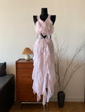 Elegant Goddess Beach Vacation Dress Pink