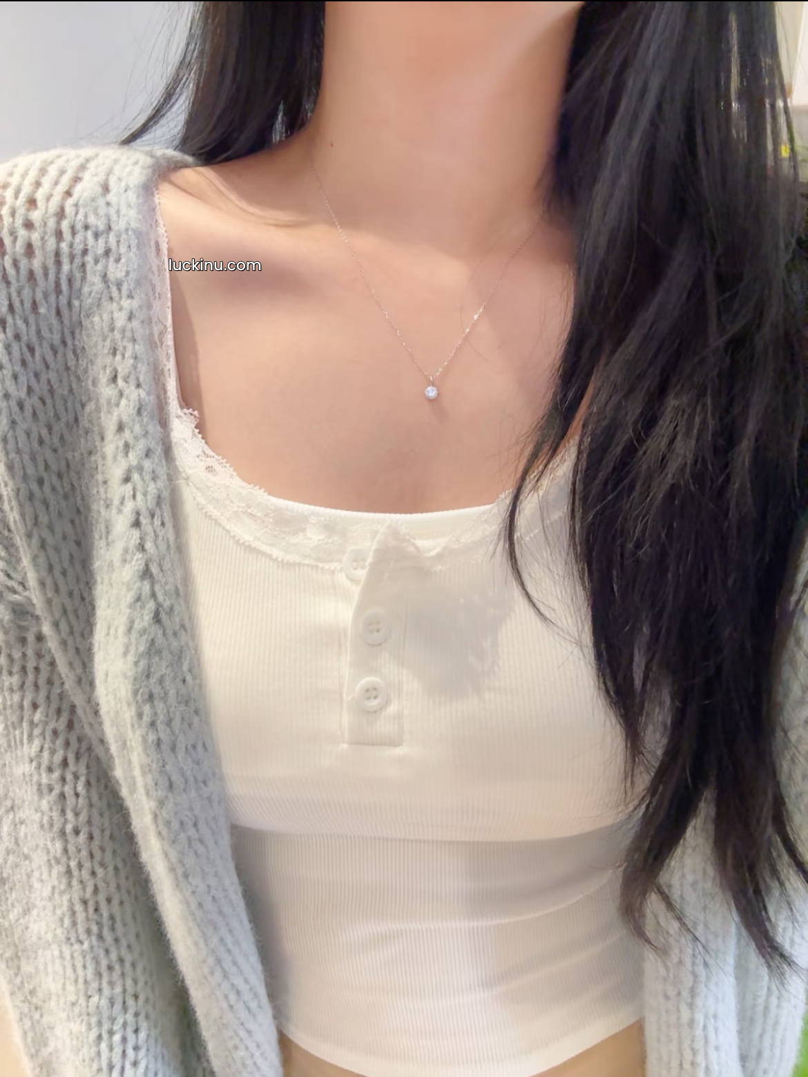 925 Silver Dainty Solitaire Necklace