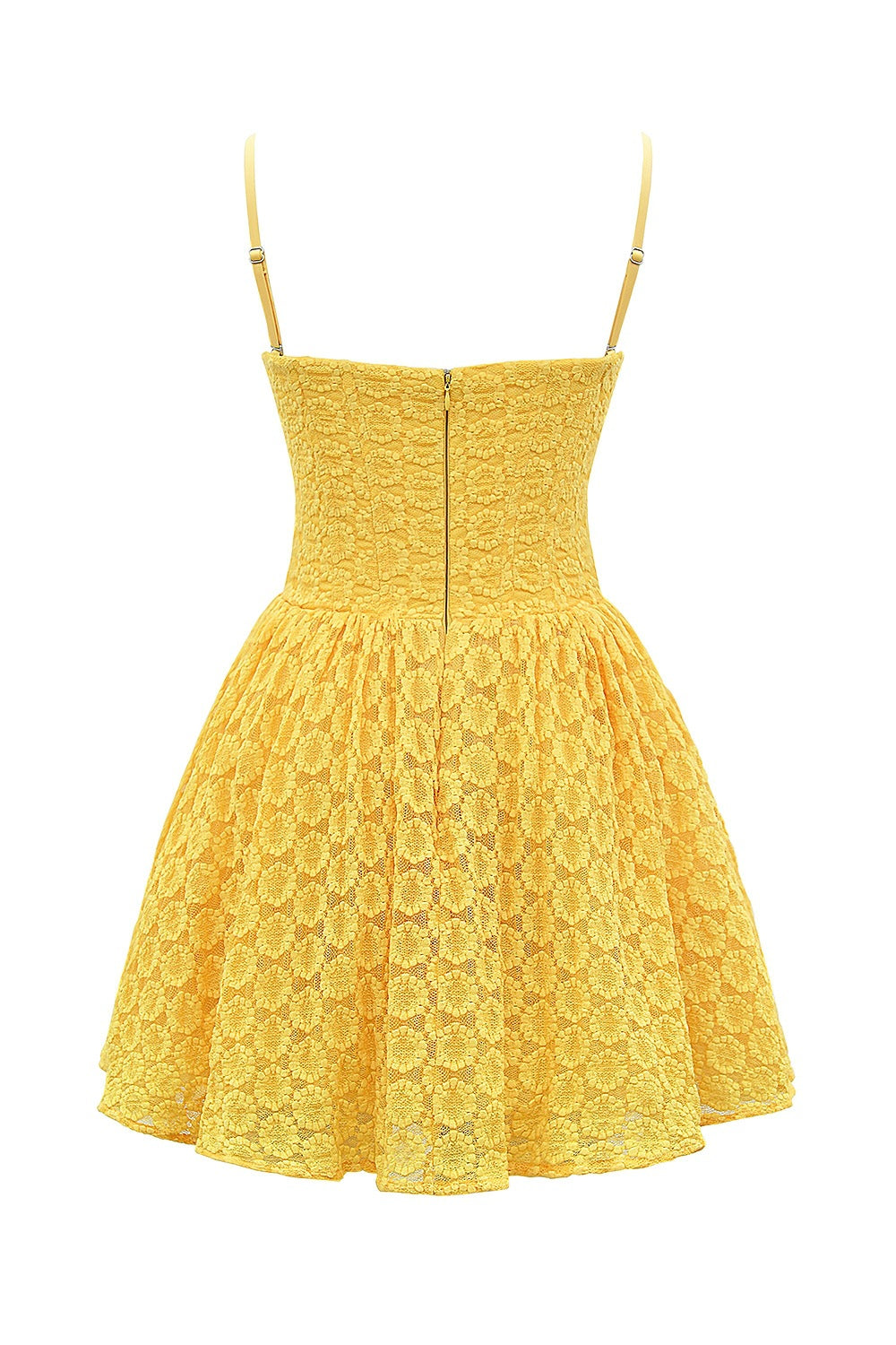 Flower Lace Yellow Mini Dress