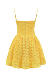 Flower Lace Yellow Mini Dress