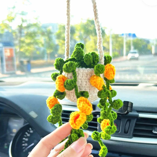 Crochet Plants Car Hanging Yellow Flower 800