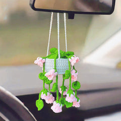 Crochet Plants Car Hanging Pink Orchid