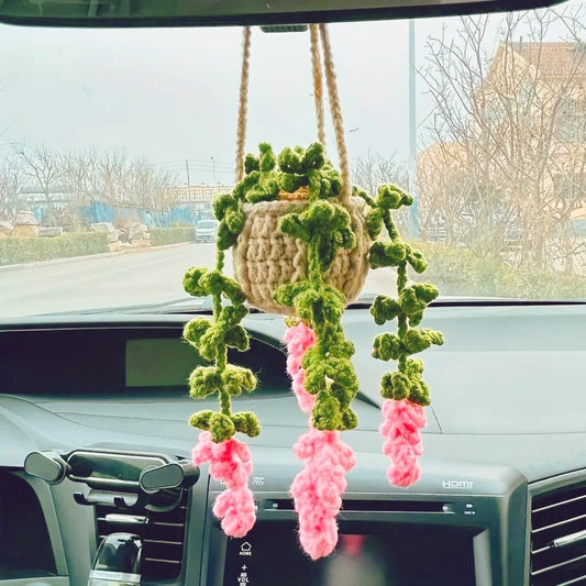 Crochet Plants Car Hanging Pink Wisteria 800