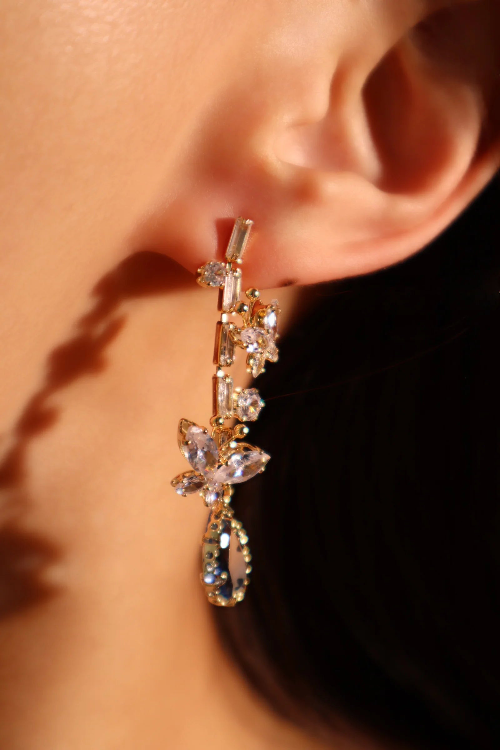 floral romantic crystal earrings