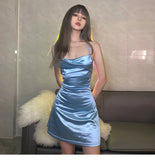 Blue Suspender Satin Dress