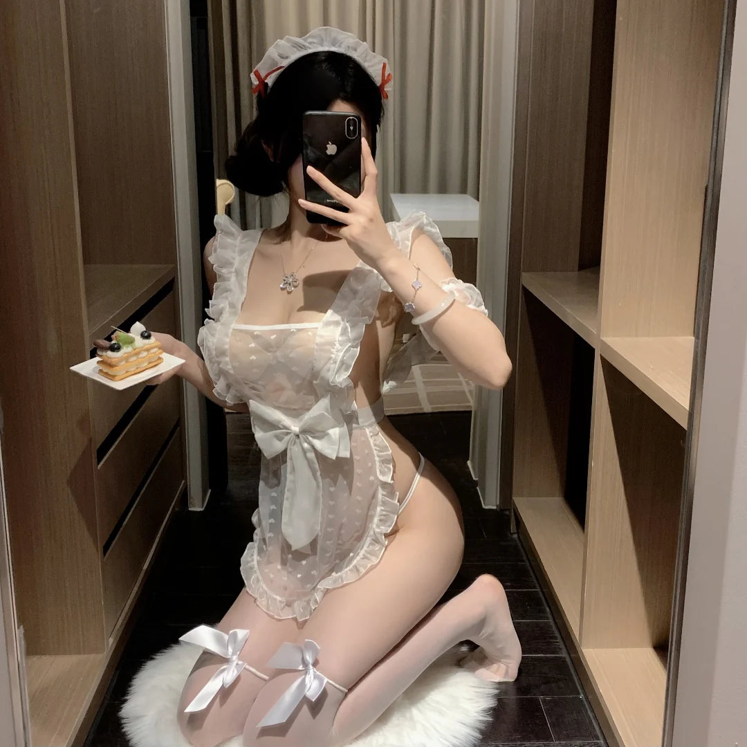 Maid Uniform Sheer Lingerie Cosplay