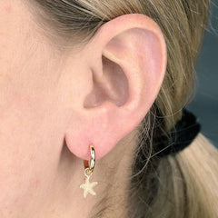 Starfish 925 Silver Huggie Hoop Earrings