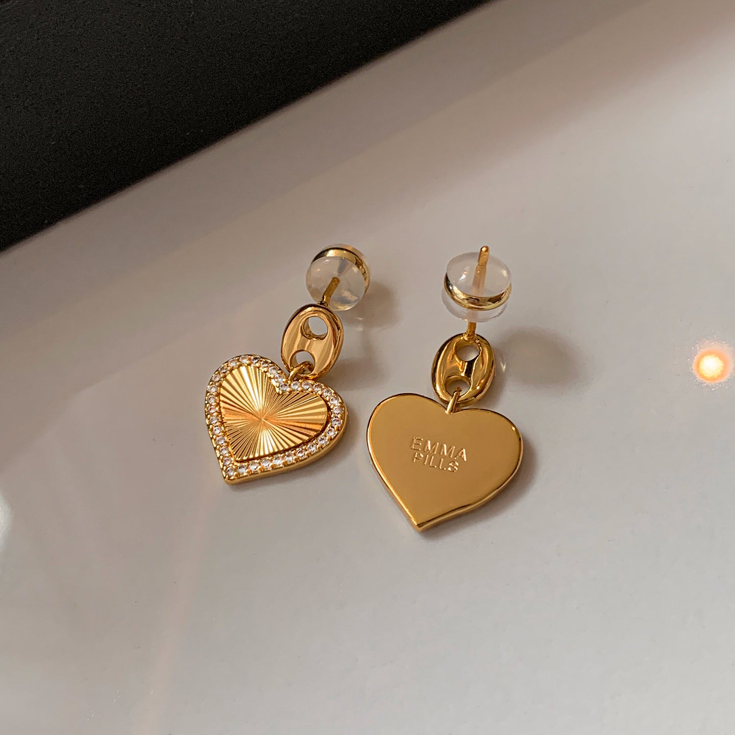 999 Silver Gold Plated Heart Earrings