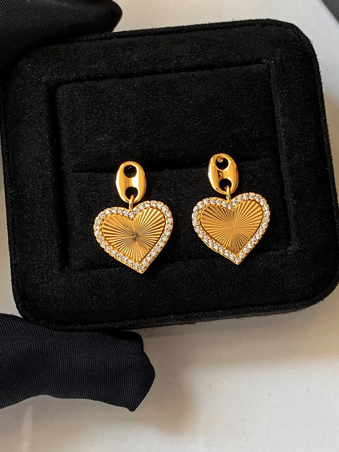 999 Silver Gold Plated Heart Earrings