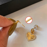 999 Silver Gold Plated Heart Earrings
