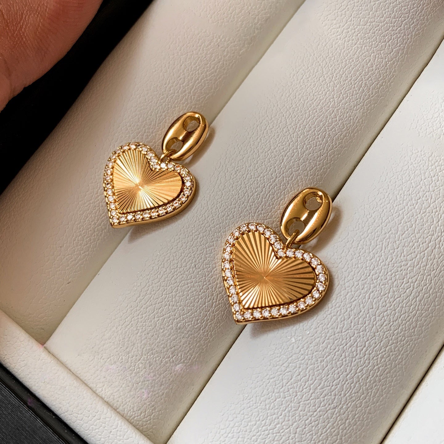 999 Silver Gold Plated Heart Earrings