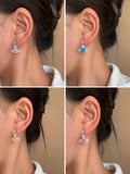 999 Silver Rose-Cut Saturn Diamond Earrings