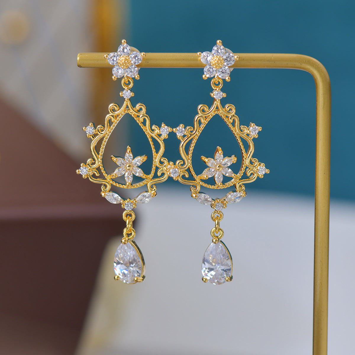 vintage floral drop earrings
