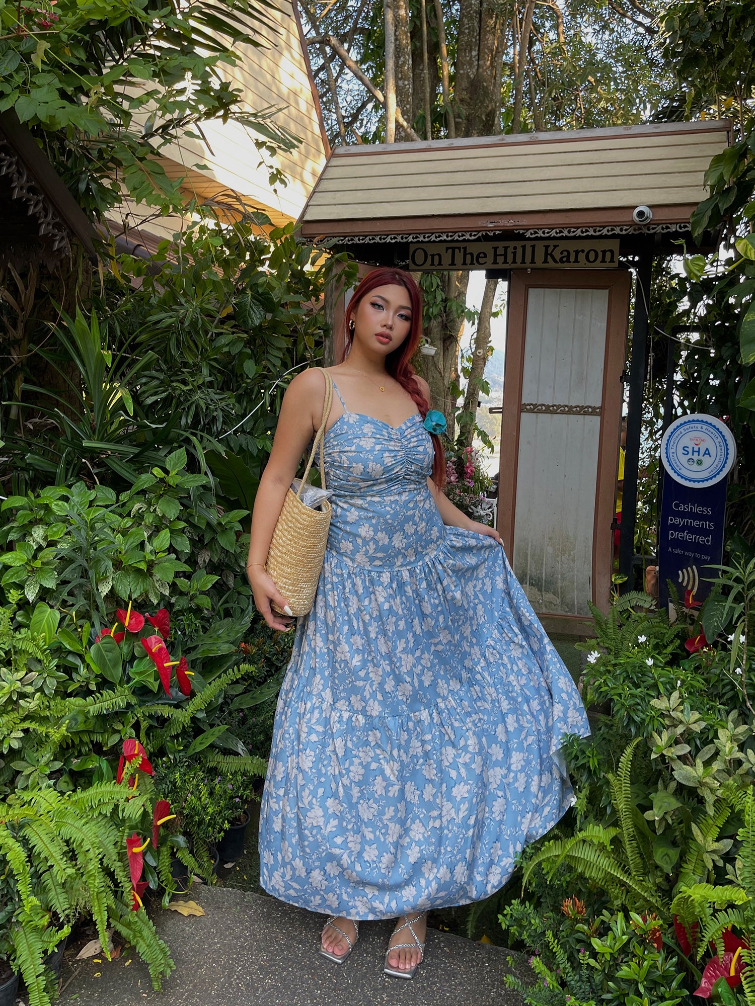 Holiday Backless Floral Cami Dress